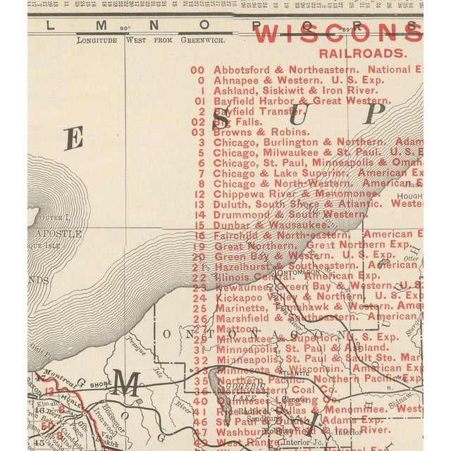 Antique Map of Wisconsin The Badger State by Ran McNally, 1899 For Sale - Image 3 of 12