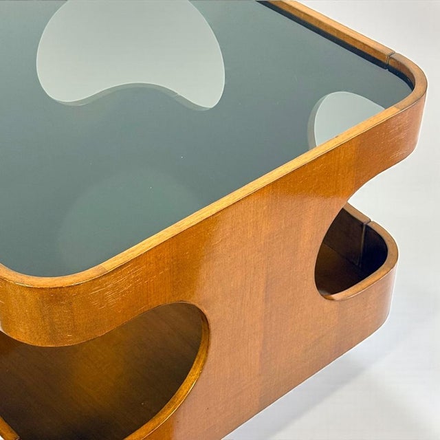 1970s Vintage Space Age Sculptural Coffee Table in Curved Wood, Italy, 1970s For Sale - Image 5 of 18
