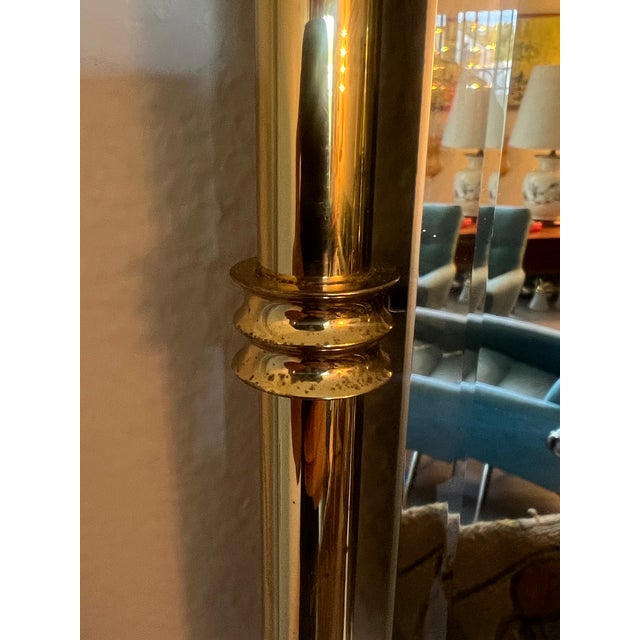 Vintage Mid Century Modern Solid Brass Wall Mirror 1970s Postmodern 80s For Sale - Image 9 of 11