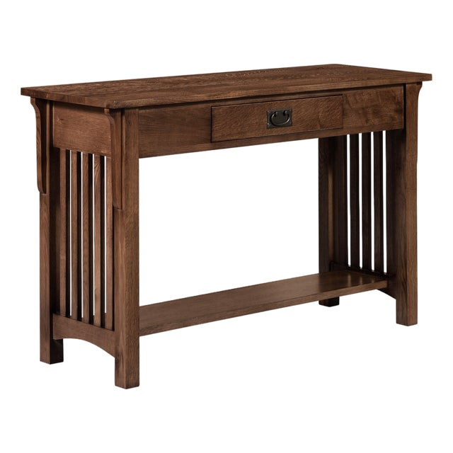 Mission 1 Drawer Crofter Style Console Table - Walnut Stain For Sale