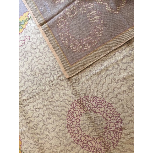 Hand-Knitted European Light Purple & Grey Wool Rug, 1920s For Sale - Image 16 of 17