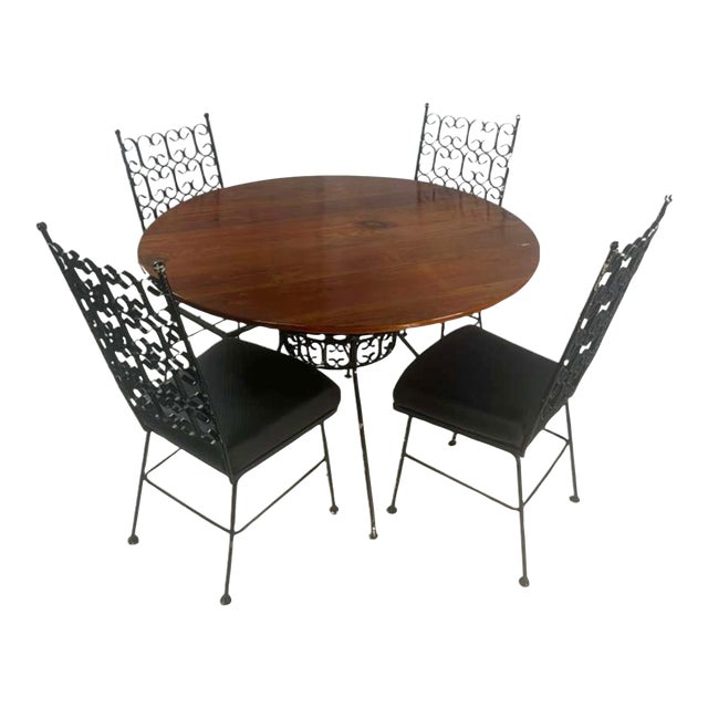 1950s Mid-Century Modern Patio Grenada Style Table & 4 Chairs For Sale