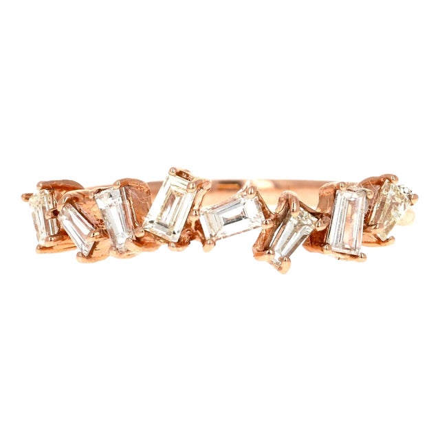 0.52 Carat Diamond 14 Karat Rose Gold Band Size 7 For Sale