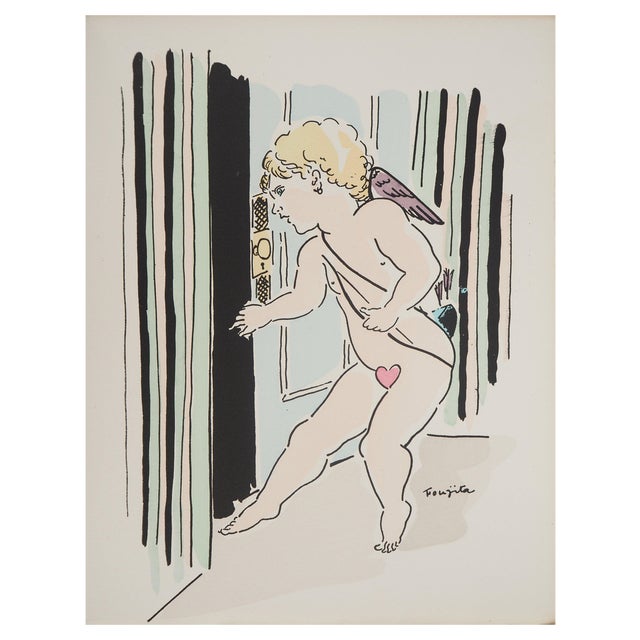 Léonard Tsuguharu Foujita, Cupid and the Arrows of Love, Original Engraving For Sale