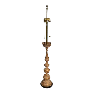 Vintage 55" Tall Marbro Venetian Hand Painted Faux Gold Floor Lamp Light