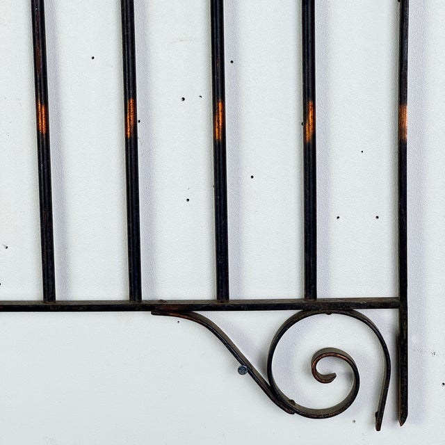 Early 20th Century Salvaged Railing/Garden Gate Wrought Iron Decorative Panel With Volute Scrollwork Design For Sale - Image 5 of 7