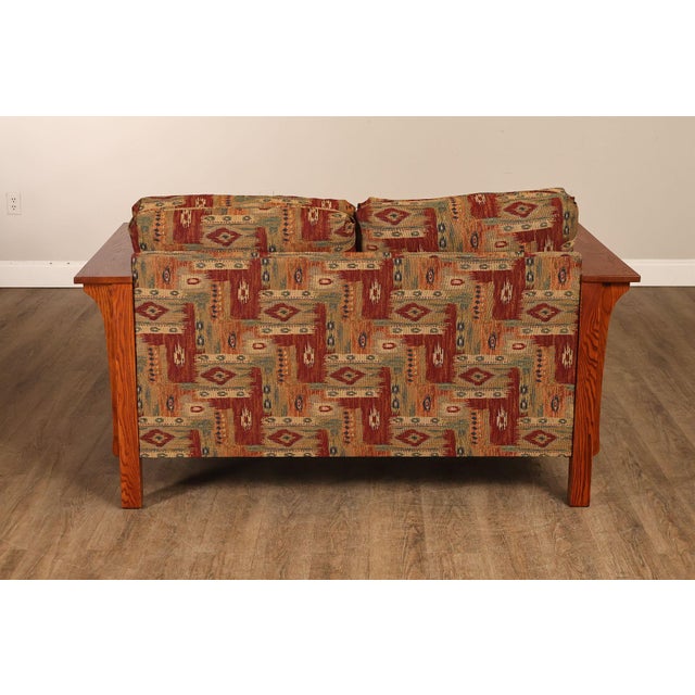 Bassett Furniture Mission Style Oak Spindle Settee For Sale - Image 15 of 18