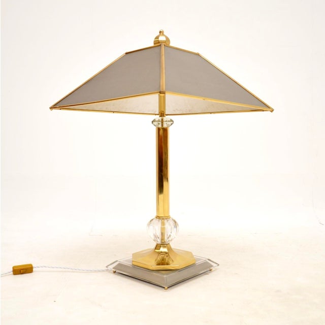 An extremely impressive large vintage Italian brass and steel table lamp. This was recently imported from Italy, it dates...