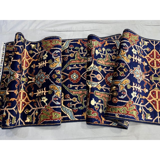 Blue Afghan Sultani Natural Dye Wool Runner Rug, Persian Bijar Design, 2′9″ × 13′2″ For Sale - Image 16 of 18