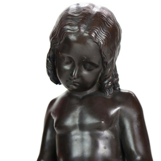 Neoclassical Antique Classical Bronze Sculpture of a Young Girl by L. V. E. Robert C1847 For Sale - Image 3 of 14