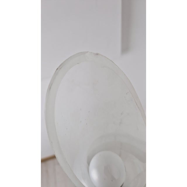 Mid-Century Modern Brass and Iron Floor Lamp with Sandblasted Glass Lampshade and Marble Base, 1950s For Sale - Image 3 of 14