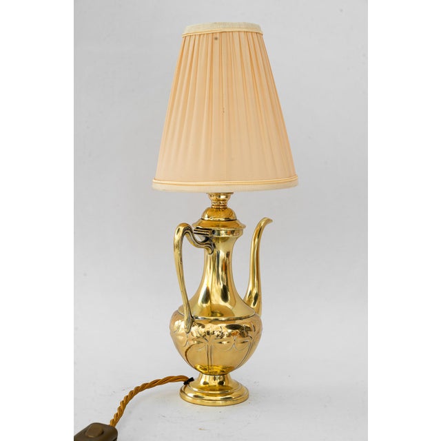 Art Deco Teacan Table Lamp with Fabric Shade, Vienna, Austria, 1920s For Sale - Image 3 of 17
