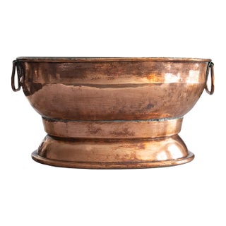18th Century French Copper Oval Wine Cooler Champagne Bucket Jardiniere Centerpiece For Sale