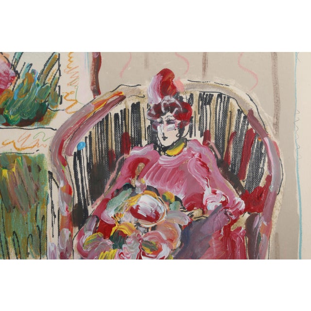 Artist: Peter Max, German/American (1937 - ) Title: Woman Seated Year: 1980 Medium: Lithograph with Hand-Painting, signed...