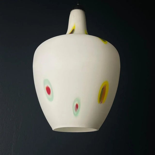 Mid-Century Multicolor Opaline Murano Glass Pendant Lamp from Stilnovo, Italy, 1950s For Sale - Image 10 of 13