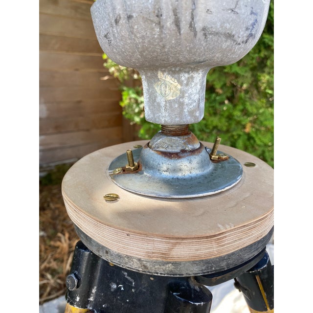 Gray Vintage Holophane Glass Uplight Lamp on Keuffel & Esser Surveyor’s Tripod For Sale - Image 8 of 10