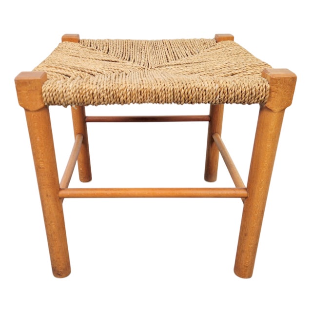 Vintage Danish Rope Stool in Beech, 1960s For Sale