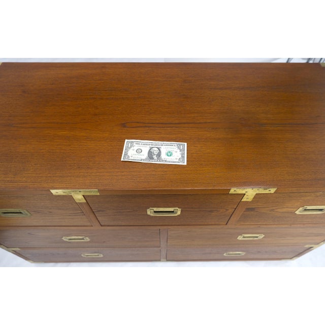 Pair of Campaign Solid Teak Dovetailed Drawers Dressers Credenza Brass MINT! For Sale - Image 16 of 17