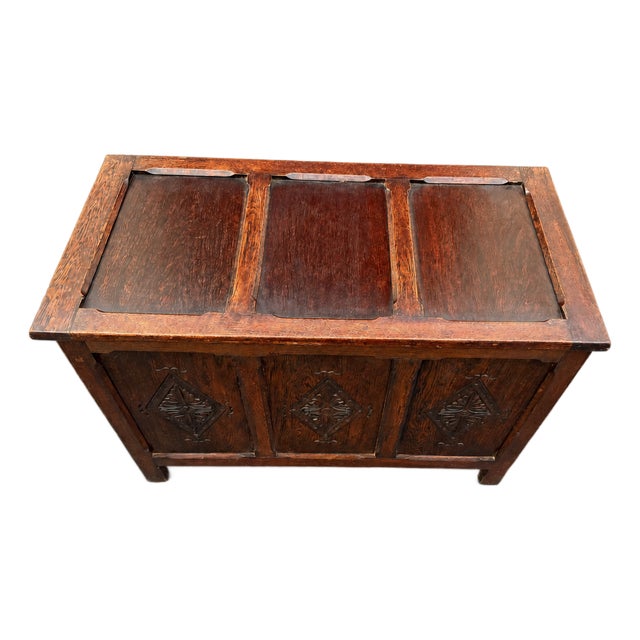 Early 20th Century Jacobean Revival Carved Oak Blanket Chest For Sale