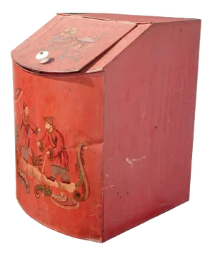 Large Vintage General Store Storage Coffee Bin Tin ~ Paint Oriental Asian Design