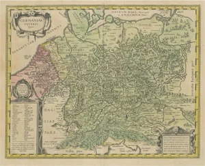 Original Hand-Colored Antique Map of Ancient Germany, 1630