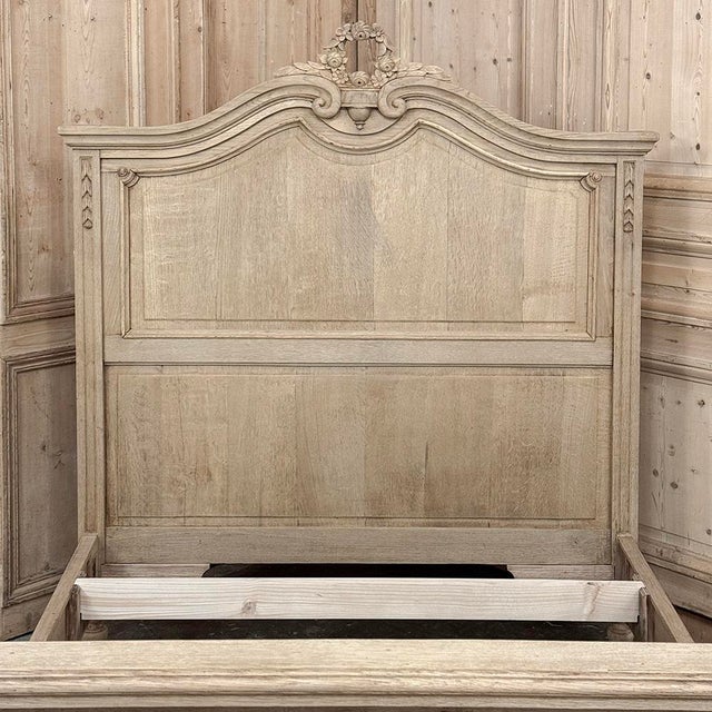 Antique Country French Louis XVI Stripped Oak Full-Size Bed For Sale - Image 14 of 18