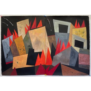 “Cityscape Dyptic” Abstract Oil Painting by Mary Alice Copp - For Sale