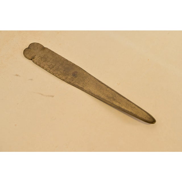 Mission Roycroft Arts & Crafts Hammered Brass Over Copper Letter Opener, Circa 1920s For Sale - Image 3 of 9