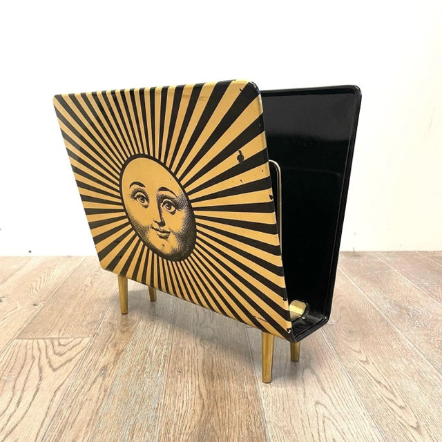 Mid-Century Modern Piero Fornasetti, Mid Century Modern, Magazine Rack, Lacquer, Metal, Italy 1960s For Sale - Image 3 of 12