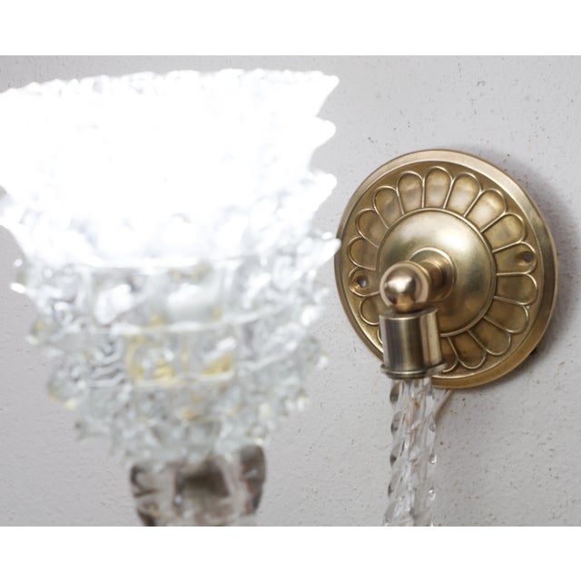 1950s Art Deco Wall Light in Murano Rostrato Glass by Barovier E Toso - Set of 2 For Sale - Image 12 of 12