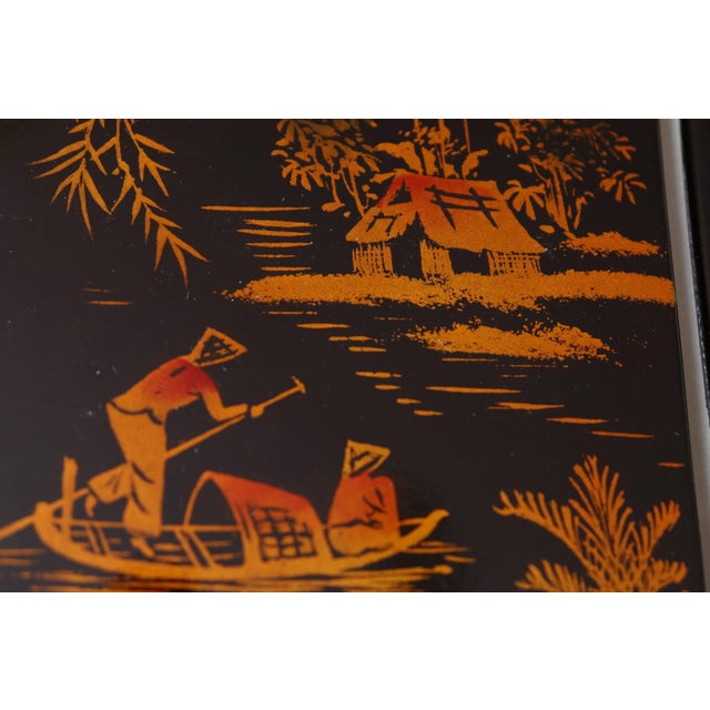 Late 20th Century Black Lacquerware Coasters, Set of 6 For Sale - Image 5 of 5