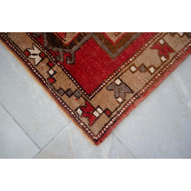 Brick Red 1960s Vintage Hand Made Turkish Rug Earthy Colors Accent Rug Doormat Entryt Decor For Sale - Image 8 of 14