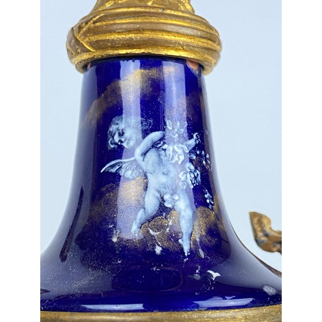 Gilt Bronze and Sèvres Porcelain Candleholders, Set of 2 For Sale - Image 6 of 13