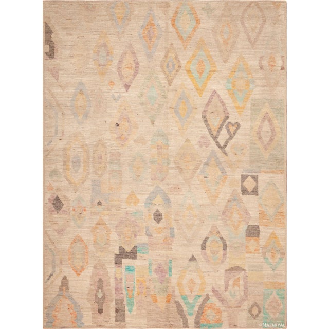 Magnificent Small Contemporary Geometric Woolen Handmade Rug, Country of Origin: Central Asia, Circa date: Modern