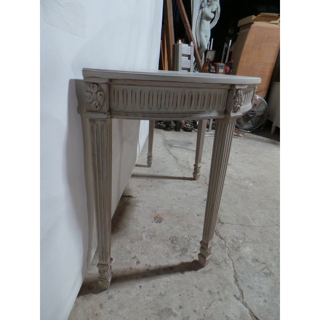 1950s Gustavian Style Unique Half Round Console Table For Sale - Image 5 of 6