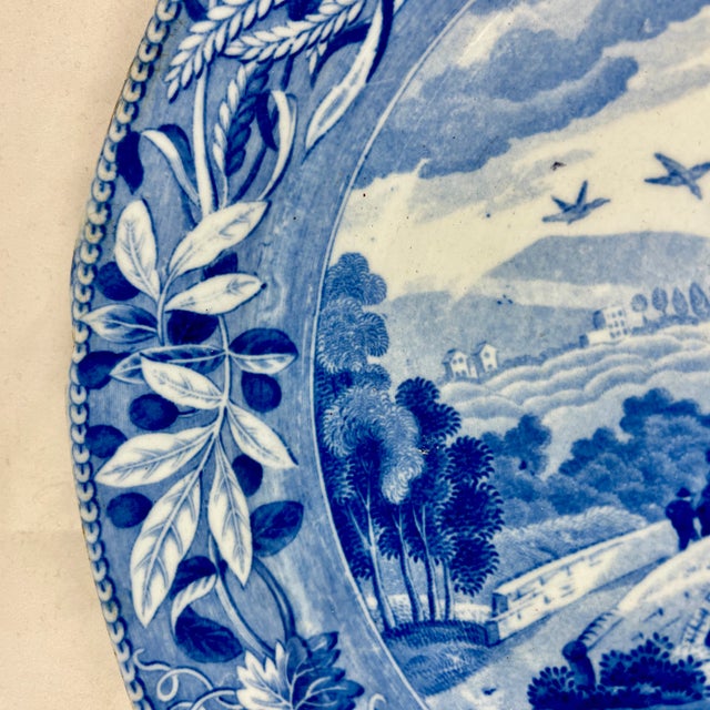 Spode 'Bridge of Lucano' Blue Transferware Dinner Plates Circa 1820 Set/6 For Sale In Philadelphia - Image 6 of 13