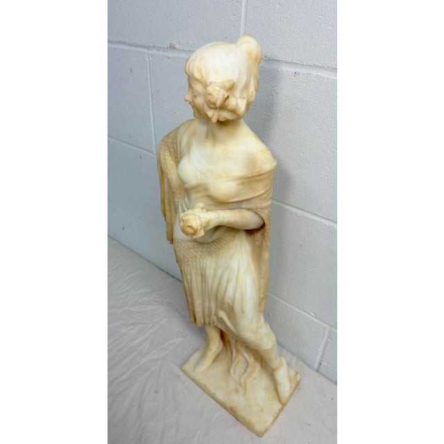 Large Antique Hand Carved Alabaster Stone Lady Woman Sculpture Statue Art Marble For Sale - Image 10 of 16