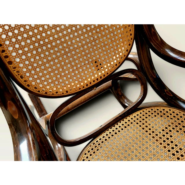 Antique Bentwood Beech and Cane Rocking Chair in the style of Thonet, 1890 For Sale - Image 15 of 18