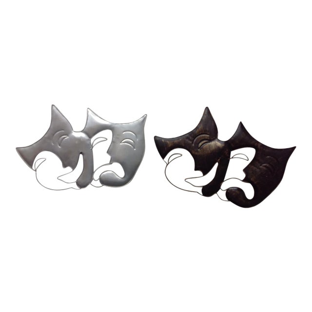 Artisan House Metal Wall Art Drama Masks - A Pair For Sale