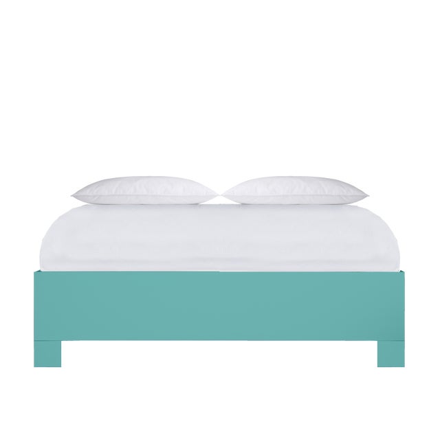Wood Silas Platform Bed Queen - Turquoise For Sale - Image 7 of 12
