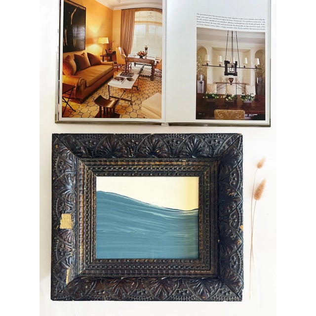 "Waves" Abstract Painting in Antique Frame, Seascape Painting Transitional Wall Art by JTS For Sale - Image 4 of 10
