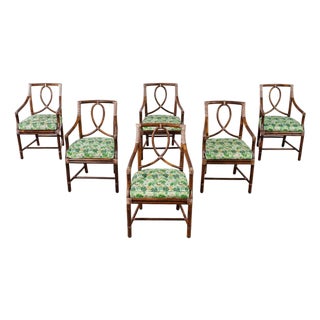 Set of Six McGuire Rattan Leona Loop Back Dining Chairs For Sale