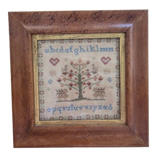 Small Decorative Vintage Needlework Sanpler For Sale