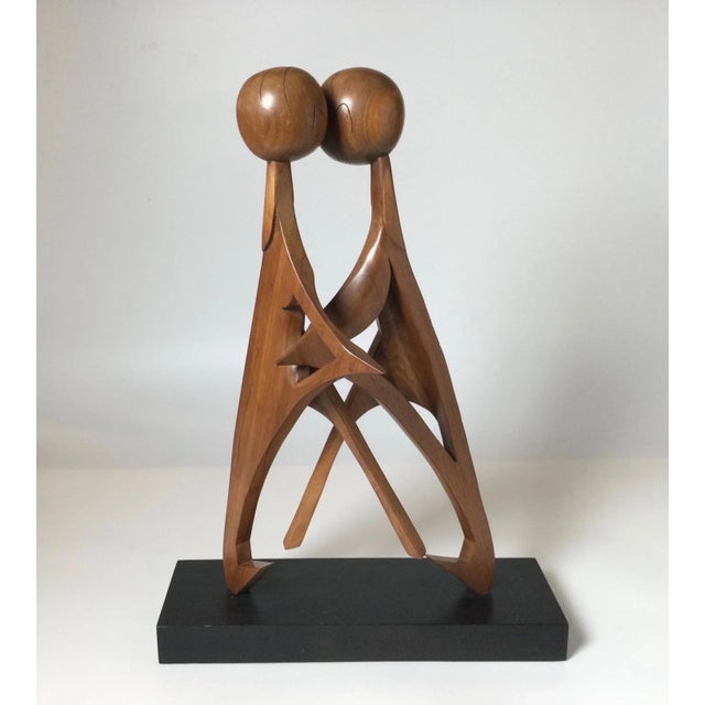 Wood Mid 20th Century Abstract Teak Wood Sculpture "Love Embraced" For Sale - Image 7 of 11