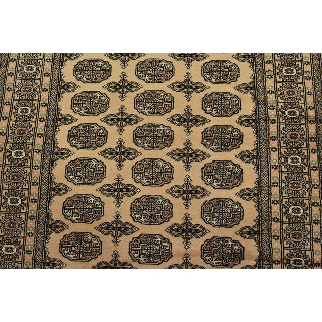 2020s Bokhara Rug 4’3” X 6’2” Beige Wool Tribal Hand-Knotted Oriental Carpet For Sale - Image 5 of 12