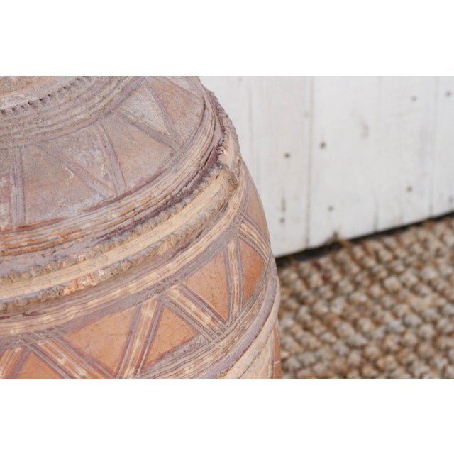 Tall Painted African Clay Water Pot For Sale - Image 9 of 12