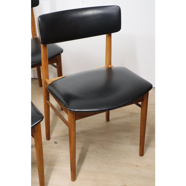 1960s Scandinavian Teak and Leatherette Chairs, 1960, Set of 4 For Sale - Image 5 of 18