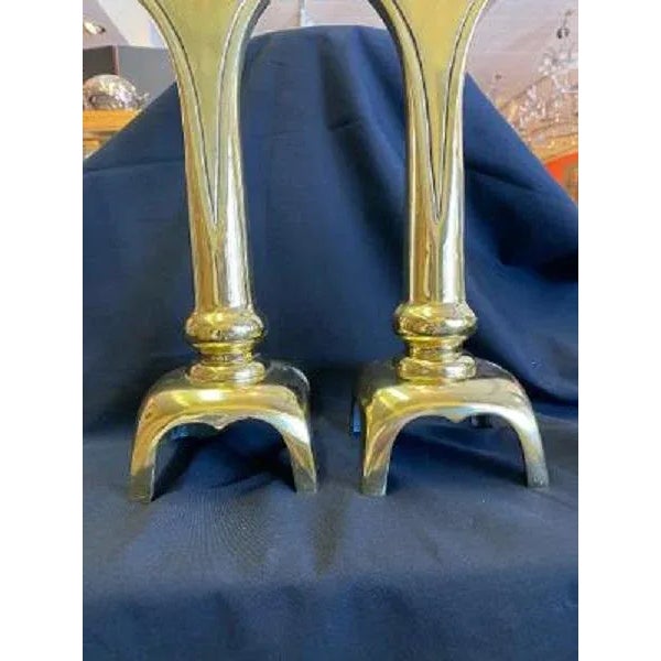 Art Deco Style Brass Chenets For Sale - Image 4 of 8