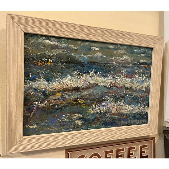 Wood Contemporary, Original, Expressionist, Seascape, Oil Painting, by Van Ness For Sale - Image 7 of 8
