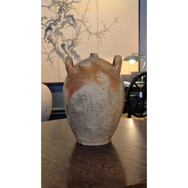 French Olive Oil Jar, perfect for a large branch urn with two handles, French early 1900s. Nice patina, smaller dents /...